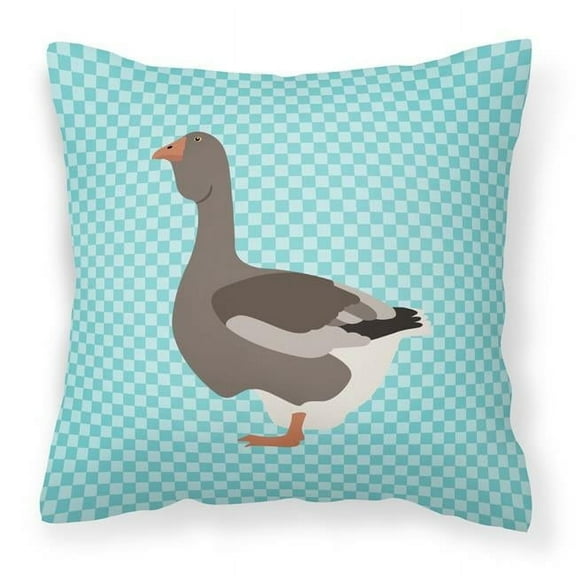 Carolines Treasures BB8071PW1414 Toulouse Goose Blue Check Fabric Decorative Pillow, 14 x 14 in.