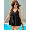 thumbnail image 4 of Asoul Plus Size Tankini Swimsuit for Womens Two Piece Bathing Suit Scalloped V Neck Tankini Top with Shorts, 4 of 6