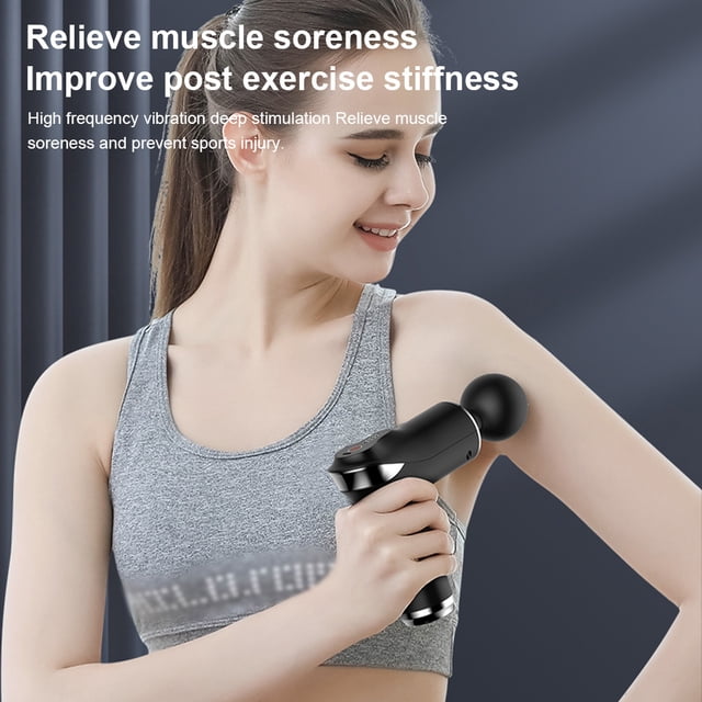 Appareil de Massage Électrique pour Fascia Rechargeable Réglable Sans Fil Rechargeable Réglable Percussion Vibration Machine de Massage Musculaire Portable Appareil de Relaxation de la Douleur Violet