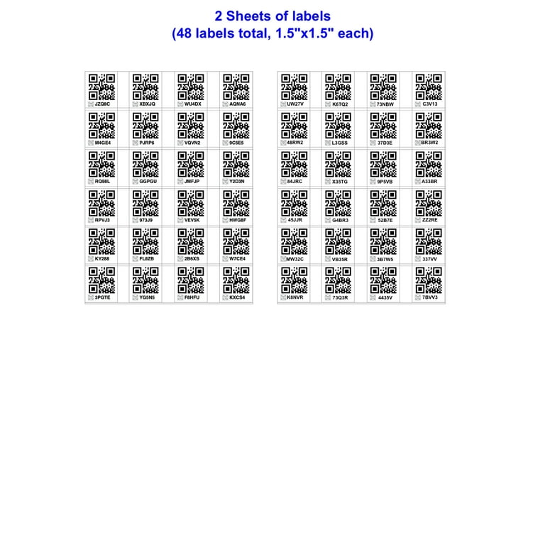 ToteScan QR Labels for Organization & Storage, 48 Unique 1.5