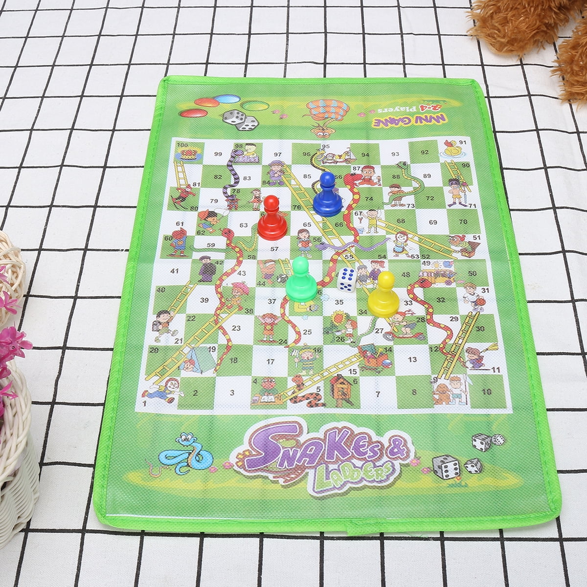Non-woven Fabrics Foldable Ludo Snake Chess Board Game Family Game Bs 