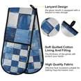 thumbnail image 2 of Yayeee Double Oven Mitt Kitchen Heat Resistant Baking 35" x7" Quilted Glove, Blue and Gray Plaid Pattern, 2 of 6