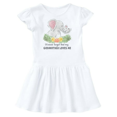

Inktastic I ll Never Forget That My Godmother Loves Me Cute Elephants Gift Toddler Girl Dress