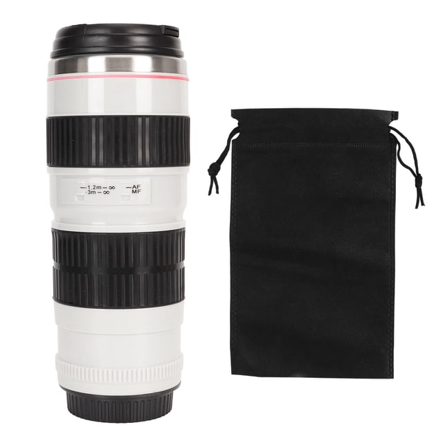 Tasse à Café Pour Objectif D'appareil Photo, Tasse à Café En Acier Inoxydable, Couvercles Scellés, Tasse D'appareil Photo De Photographe, Tasse à Café De Voyage Pour Femmes Et Hommes(Blanc)