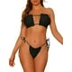 thumbnail image 1 of INSPIRAR CHIC Conjuntos de Bikini de Ropa de Mujer con Volantes y Pliegues, 2 Piezas, Bikini de Corte Alto con Lazo Lateral, Trajes de Baño Talla X-Large Negro, 1 of 5
