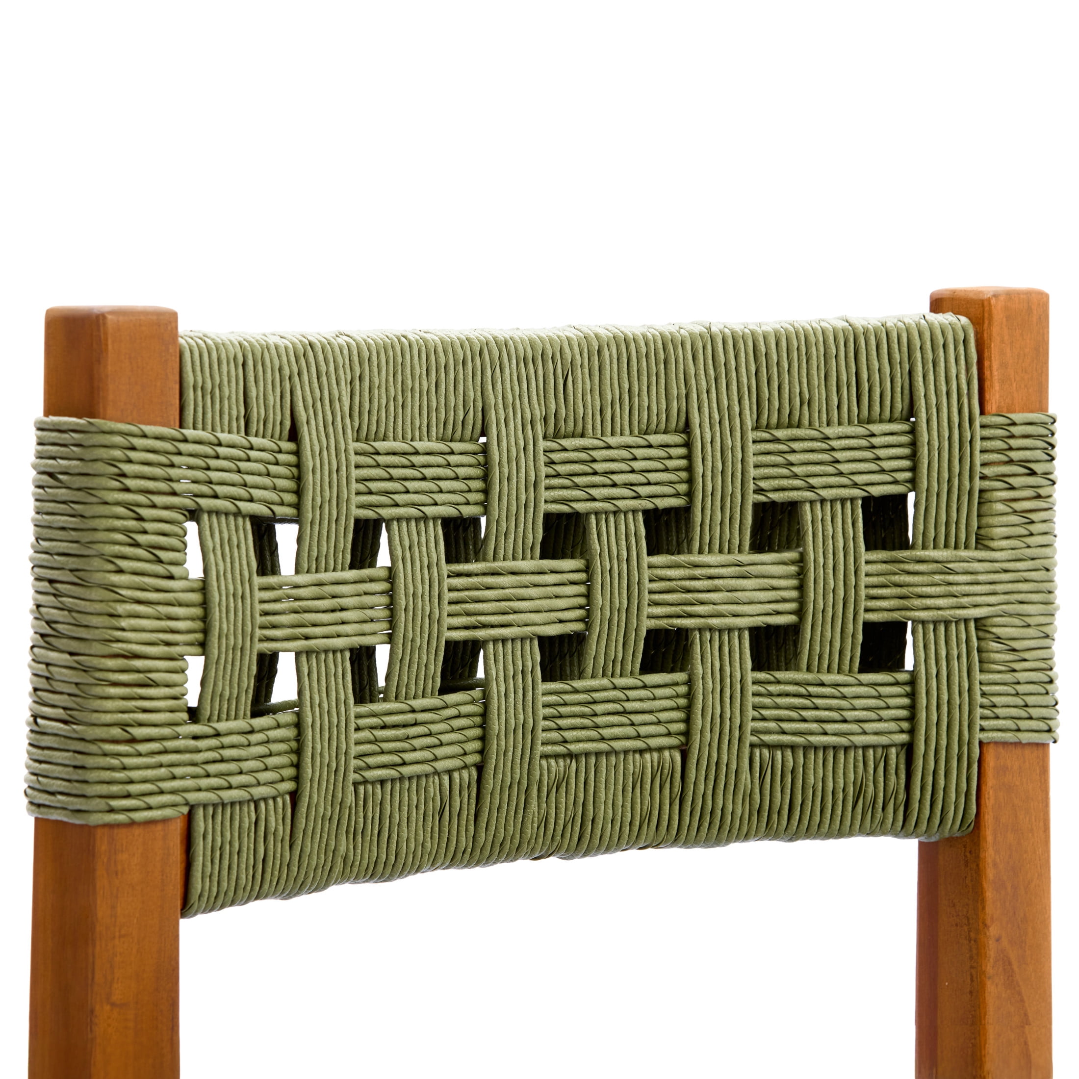 Christopher Knight Home 5-Piece Outdoor Wood Dining Set, Teak Square Table and Green Wicker Chairs