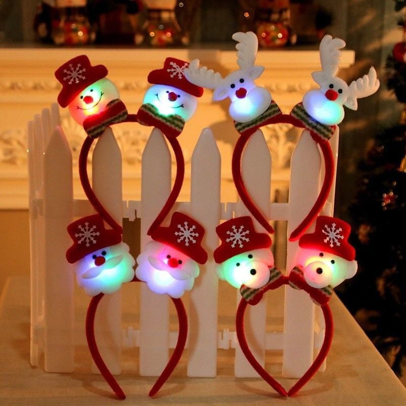 LED Flashing Light Up Glittering Christmas Headband Xmas Party Decorative Head ✤ 
