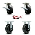 thumbnail image 2 of 6 Inch Kingpinless Phenolic Wheel Caster Set 2 Brakes 2 Rigid Service Caster, 2 of 2