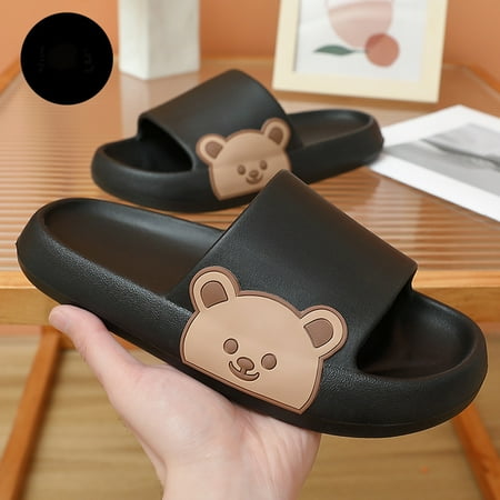 

Womens Slipper Bear Print Dressy Summer Open Toe Sandals Cute Comfy Flat Sandal Casual Non-Slip Shower Slippers