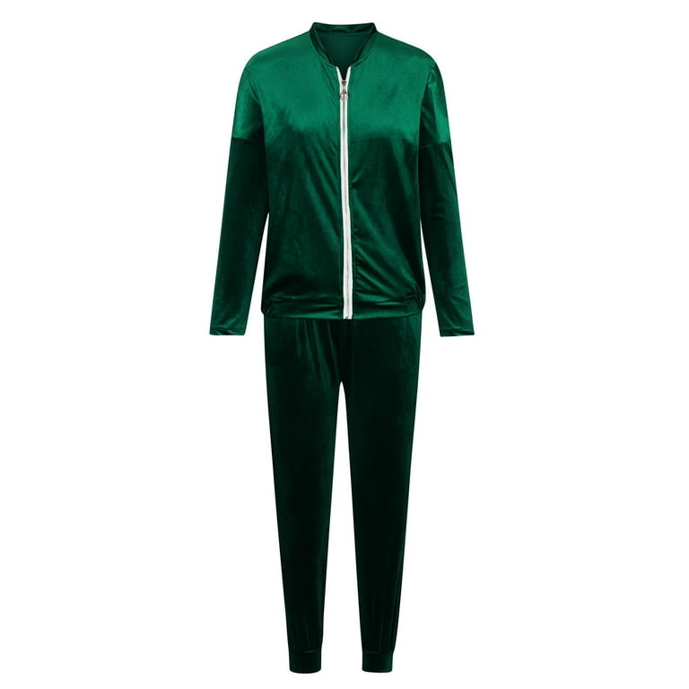 Velour Tracksuit Womens Sweatsuit Set Long Sleeve Zip Up Jacket &  Sweatpants 2 Piece Sports Outfit Joggers Set Womens Clothes