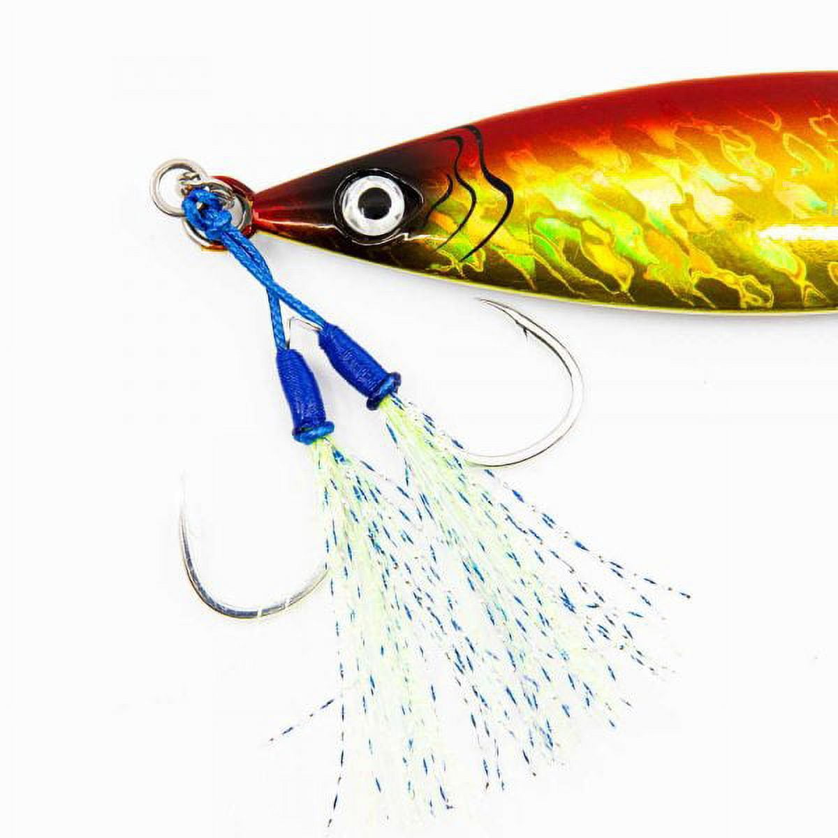 Jigs R Us Trapper Slow Pitch Jig Orange  150g Rigged with Top and Bottom Dual Assist Hooks