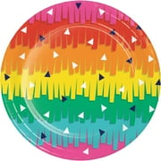 Party Central Fiesta Fun Disposable Round Party Dessert Plates - 6.75" - Multicolor - Club Pack of