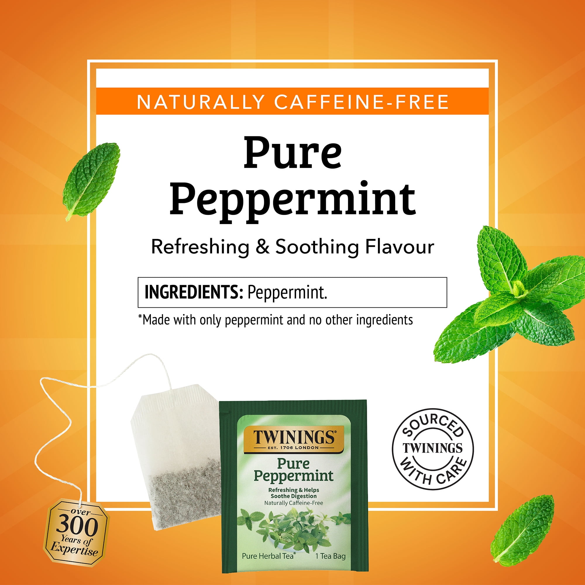(4 pack) Twinings of London Pure Peppermint Herbal Tea Bags , 20 Ct., 1.41 oz.