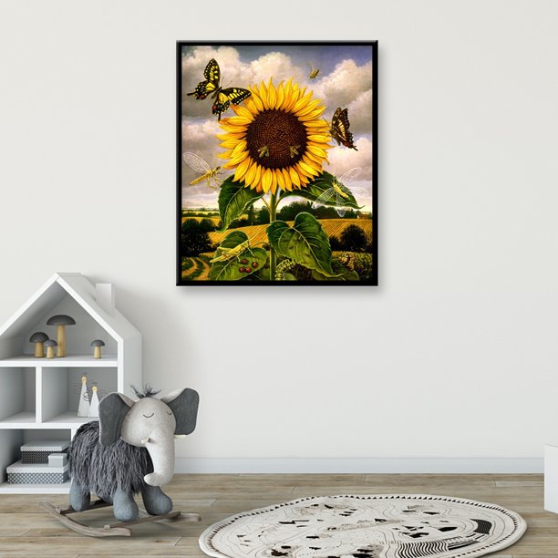 Cuadros Decorativos DIY completo taladro redondo diamante resina 5D mosaico girasol mariposa pintura Kit Tmvgtek embutido en tela