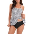 thumbnail image 5 of ibiyuan Plus Size Tankini Swimwear Two Piece Tummy Control Bathing Suits Swim Dress Swimwear with Shorts Floral Print Swimsuits for Women Over 50,White, 5 of 5