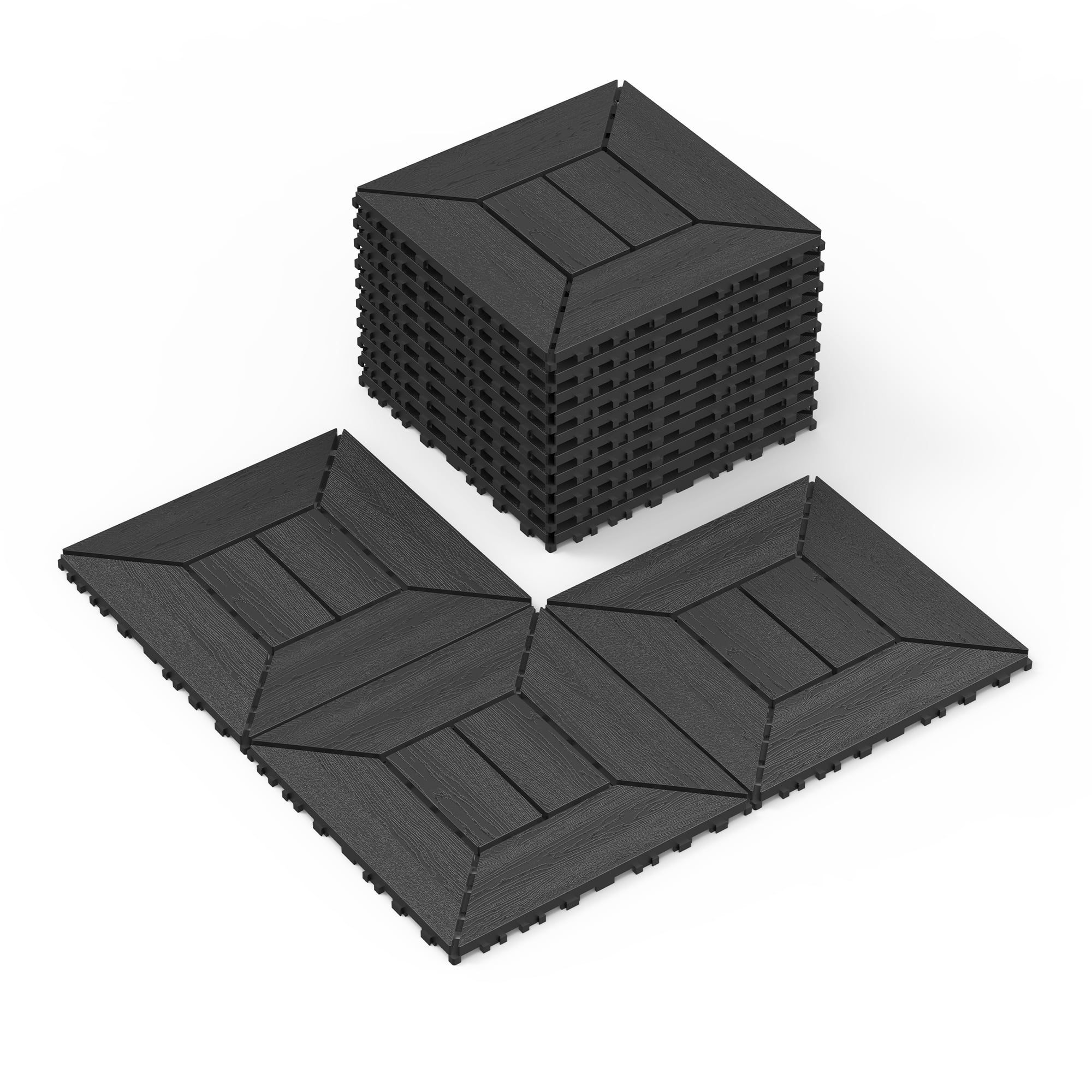 44 PCS New 12 Inch Balcony Deck Tiles Dark Gray DIY Interlocking Deck Floor Tiles Easy to Install for Poolside Balcony Backyard Indoor Outdoor