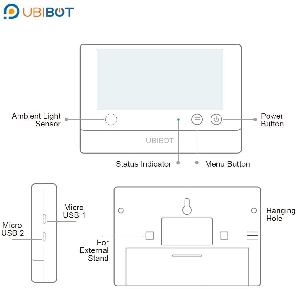 UbiBot WS1 Pro Thermohygrometer with LCD, 10-90% RH, 140°F