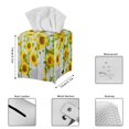 thumbnail image 5 of ZUXONGSY Sunflower Wood Square Tissue Box Cover PU Leather Household Tissue Holder Waterproof Tissue Cover Stylish Tissue Box Cover Bedroom Office Desk Accessories, 5 of 7