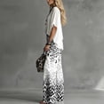 thumbnail image 2 of Morttic Women's Solid Color Batwing Sleeve Top & Gradient Leopard Print Wide Leg Pants Set Casual Summer Outfit White，S, 2 of 4