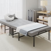 DRNANLIT Folding Bed with Mattress, 75 x 38 Twin Size Folded Bed, 6cm Thick, Foldable Twin Bed for Adults, Portable Roll Away Guest Beds