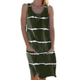 thumbnail image 2 of Innerwin Tunique Robe Midi Rayée Imprimée Robes Débardeurs pour Femmes Col Rond Ample Robe d'Été Vert Armée 3TG, 2 of 7