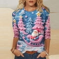 thumbnail image 2 of VKOYWKM Merry Christmas Shirts for Women Christmas Tree Graphic T-Shirts Fall 3/4 Sleeve Top Casual Crew Neck Merry Xmas Tree Tees, 2 of 6