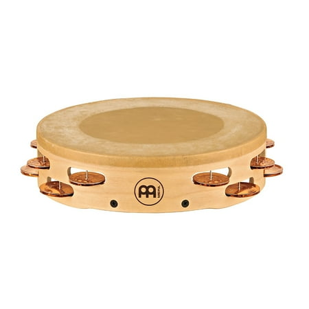 MEINL Artisan Edition Calf Skin Tambourine Dual Rows, Mixed Jingles, 10" Cymbal Bronze Jingles
