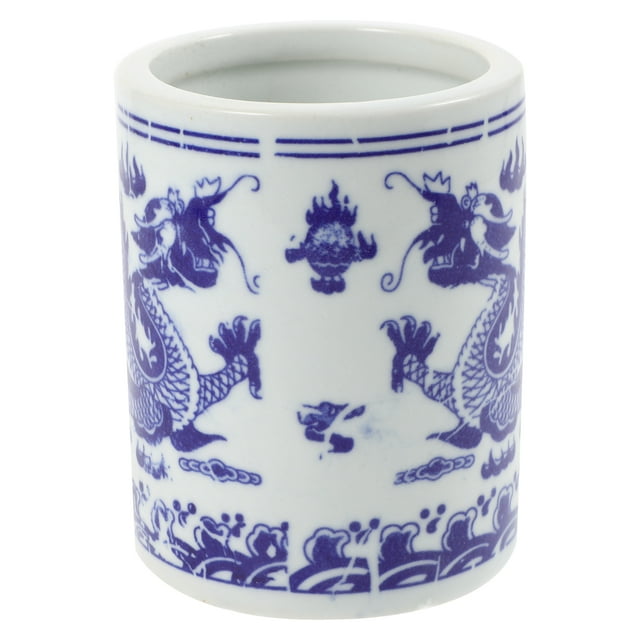 Kitchen Utensil Holder Countertop Storage Holder Blue And White Porcelain Cooking Utensils Holder