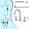 thumbnail image 4 of CASAINC 8 in. Widespread Double Handle Bathroom Faucet 3 Holes with 360° Swivel Spout, Stainless Steel Drain in Brushed Nickel, 4 of 10
