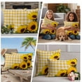thumbnail image 4 of Outdoor Pillow Covers Watercolor Sunflowers Leaves on Retro Waterproof Pillow Cases 18x18 Set of 2, Yellow White Plaid Throw Pillow Cover Pillowcase for Patio Balcony Couch Garden, 4 of 9