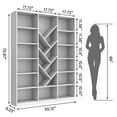thumbnail image 3 of 71" Tall Bookcase with Adjustable Shelf, Cikuso Triple-Wide 13 Cube Bookcase with Tree Shape Bookshelves, Modern Display Cabinet Book Library for Home Office, Living Room, White, 3 of 9