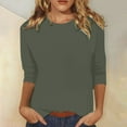 thumbnail image 2 of Fozruso 3/4 Length Sleeve T Shirts For Womens Tops Casual Loose Fit Crewneck T Shirts Cute Solid Three Quarter Length Tunic Tops Oversized Fitted T Shirts For Women, 2 of 4