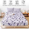 thumbnail image 5 of Twin Sze Fitted Sheet Set - Lavender 2 Piece Bedding Sets 16" Deep Pocket Fitted Sheet with 1 Pillowcase, Watercolor Purple Spring Floral Summer Botanical Brushed Microfiber Hotel Luxury Bed Sheets, 5 of 9
