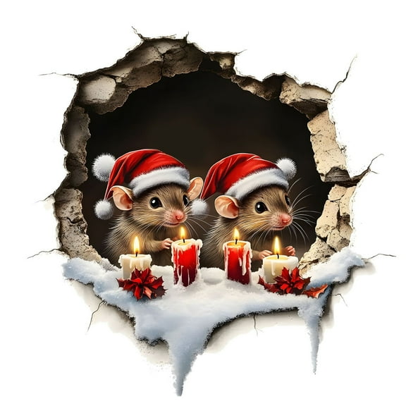 Hometravel 3D Christmas Wall Decal, Festive Mouse Hole Design Sticker, Damage-Free Door and Wall Decor for Seasonal Home Enhancement
