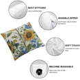 thumbnail image 4 of Acheng Decorative Pillow Cover Ink Painting Yellow Sunflowers Blue Flowers Summer Bouquet Lumber Pillowcases Decorative for Sofa Bed Couch,2 Pcs White, 4 of 6