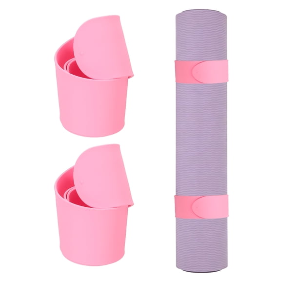 Uxcell 2Pcs Yoga Mat Strap Slap Band, One Snap Yoga Mat Slap Band for Keep Mats Tightly Rolled Adjustable Exercise Mat Sling Holder - Fitting for (Women Pilates/Gym Workout), Light Pink