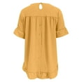 thumbnail image 6 of Yigetop Womens Linen Tops, Womens Daily Casual O Neck Shirts Short Sleeve Tops Collared Blouses Loose Fit Shirt Womens Shirts Yellow 2XL, 6 of 7