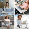 thumbnail image 2 of Laptop Bed Desk, X-Large Leather Adjustable Computer Bed Table Tray, Foldable Laptop Lap Desk for Bed Sofa Couch Floor Writing Eating Working with Drawer 2 Movable Stoppers (23.6 inch, Grey), 2 of 6