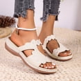 thumbnail image 5 of Sandals for Women Baeitkot Women's Spring Summer Fashionable Casual Versatile Solid Color Open Toe Trendy One-Strap Slippers Wedge Heels Shoes, 5 of 9