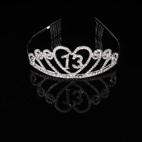 WEUVEB 1PC Rhinestone Crown Birthday Decorations Alloy Silver Hair Accessories for Girls