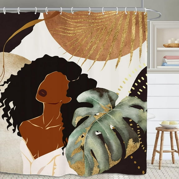African American Women Bathroom Shower Curtain Sexy Black Girl Quotes Beautiful Positive Motivational Inspirational Accessory 12 Plastic Hooks Waterproof Decor