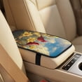 thumbnail image 4 of Xixirimido Car Seat Covers Front Seats Leather Universal Fit for Cars, Vans, Trucks, SUV, Set of 5 Car Seat Protector with Seatbelt Covers & Center Console Cover, Cardinal Birds Yellow Lily, 4 of 8