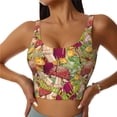 thumbnail image 2 of Lsque Bright Mushrooms Printed Women'S Sports Bra, Compression, Moisture Wicking, High-Impact Sports Bra For Women,Supportive sports bra-Large, 2 of 9