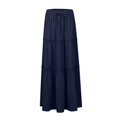 thumbnail image 4 of BRDFRL Boho Skirts for Women Casual Flowy Ruffle A Line Tiered Swing Elastic Black Long Skirts with Pockets for Beach Navy S, 4 of 7