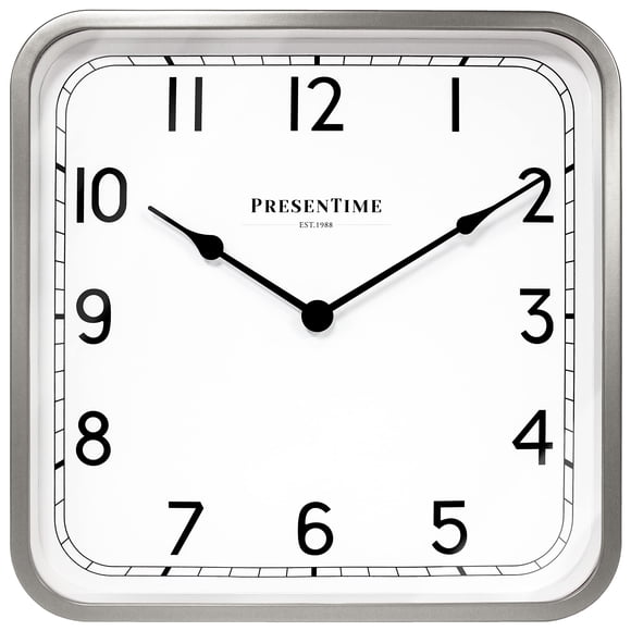 Presentime & Co 16" Anton Vintage Square Clock, Silent No Ticking, Wall & Mantel 2 in 1 Clock, Desk and Shelf Clock, Tabletop D&Atilde;