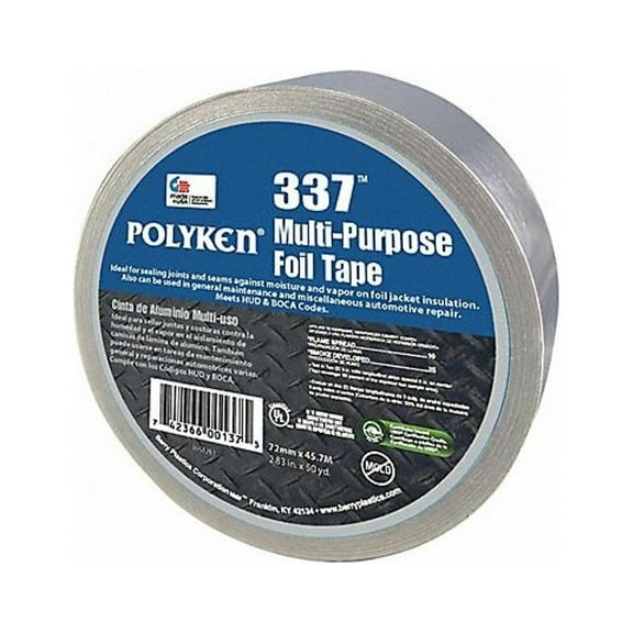 Polyken Foil Tape,2 13/16 " x 50 1/4 yd,Aluminum 337