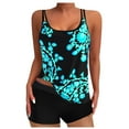 thumbnail image 1 of RKSTN Maillot de Bain pour Femmes Conservateur Ample Grande Taille Tankini Maillot de Bain pour Femmes Col Rond Sans Manches Hauts de Tankini avec Short Garçon Ensemble Deux Pièces, P-5TG, 1 of 2