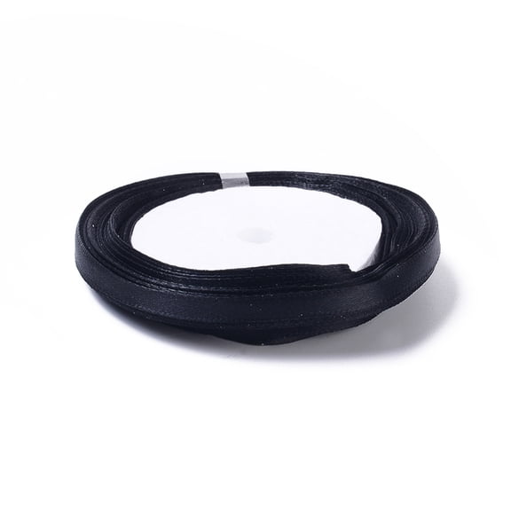 1 Roll Satin Ribbon Black 1/4 inch(7mm) wide 25yards/roll(22.86m/roll)
