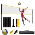 thumbnail image 2 of Historyli Portable Volleyball Net Set with Adjustable Height, Sturdy Outdoor Freestanding Net, Ball & Pump, Black/Yellow, 2 of 7
