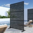 thumbnail image 3 of 72"x47" Outdoor Privacy Screen with Stand Ernest Metal Balcony Decorative Screen,Black, 3 of 7